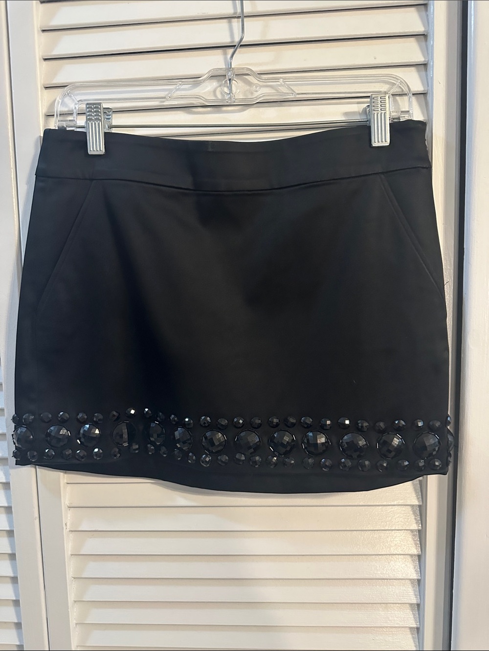 Marciano Black Mini Skirt with Hem Embellishments